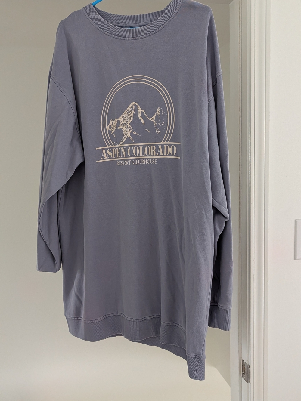 Aspen Colorado Graphic Crewneck Sweater Dress - Dusty Lavender-Gray